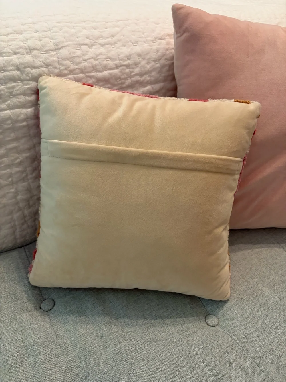 Target Pink, Red, Cream & Mustard Abstract Hooked Accent Pillow
